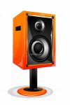 Orange and Black Sound Speaker on a Stand